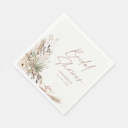 Serviette En Papier Pampas douche nuptiale herbe moderne boho élégant (Coin)