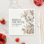 Serviette En Papier Pampas douche nuptiale herbe moderne élégant natur (En situation)