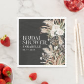 Serviette En Papier Pampas douche nuptiale moderne élégant noir boho (En situation)