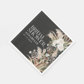 Serviette En Papier Pampas douche nuptiale moderne élégant noir boho (Coin)