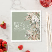 Serviette En Papier Pampas douche nuptiale moderne élégant vert sauge (En situation)