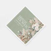 Serviette En Papier Pampas douche nuptiale moderne élégant vert sauge (Coin)