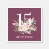 Serviette En Papier Pampas fleurie violet poupée herbe moderne anniver (Devant)