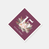 Serviette En Papier Pampas fleurie violet poupée herbe moderne anniver (Coin)