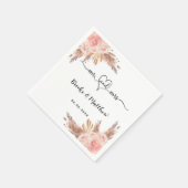 Serviette En Papier Pampas fleurs d'herbe m. coeur boho mariage (Coin)