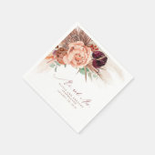 Serviette En Papier Pampas Floral Terracotta Mariage en herbe (Coin)