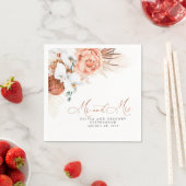 Serviette En Papier Pampas Floral Terracotta Mariage en herbe (En situation)