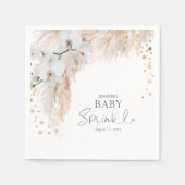 Serviette En Papier Pampas Grass Blanc Floral Bébé Parsemer (Devant)