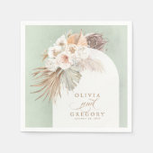 Serviette En Papier Pampas Grass Blanc Floral Mariage Boho (Devant)