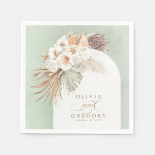Serviette En Papier Pampas Grass Blanc Floral Mariage Boho