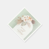 Serviette En Papier Pampas Grass Blanc Floral Mariage Boho (Coin)
