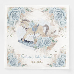 Serviette En Papier Pampas Grass Blue Floral Rocse Baby shower