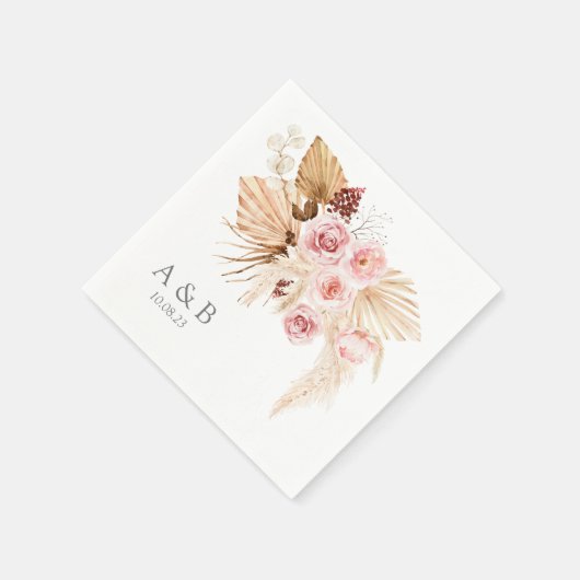 Serviette En Papier Pampas grass Boho Floral Mariage Réception (Coin)
