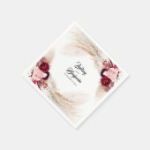 Serviette En Papier Pampas Grass Bourgogne Rouge Floral Mariage (Coin)
