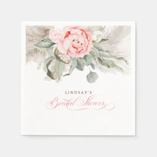 Serviette En Papier Pampas Grass et Fête des mariées de fleurs roses
