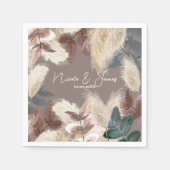 Serviette En Papier Pampas Grass et Feuille Mariage de la terre bohème (Devant)