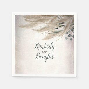 Serviette En Papier Pampas Grass et Mariage Boho verdoyant