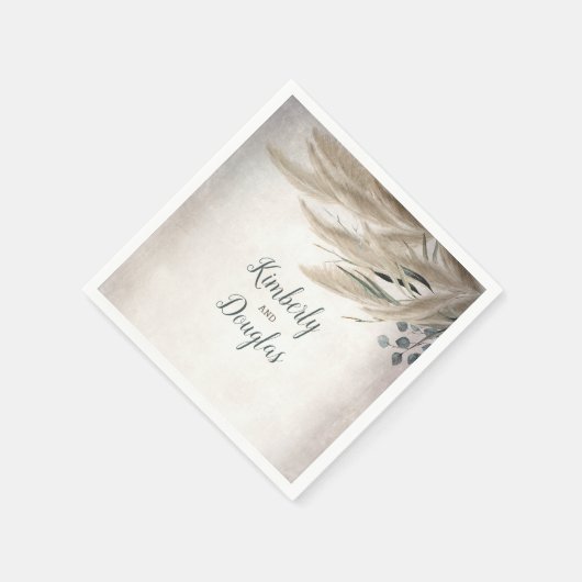 Serviette En Papier Pampas Grass et Mariage Boho verdoyant (Coin)