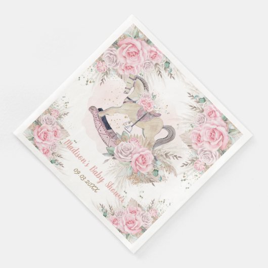 Serviette En Papier Pampas Grass rose Floral Rocse Baby shower (Coin)