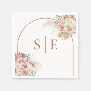 Serviette En Papier Pampas Grass Terracotta Arche Monogramme