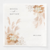 Serviette En Papier Pampas Grass Terracotta Floral Mariage Réception (Devant)
