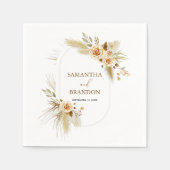 Serviette En Papier Pampas herbe aquarelle boho Elégant mariage (Devant)