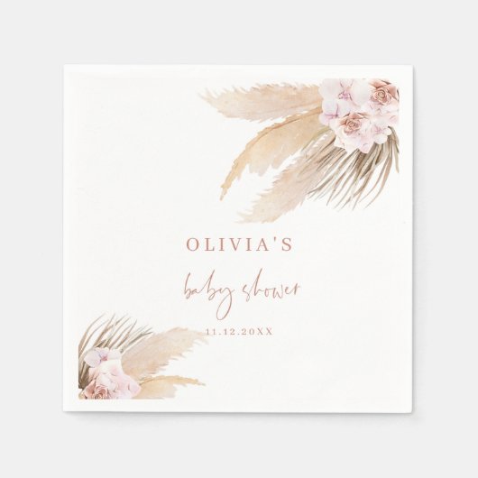 Serviette En Papier Pampas herbe baby shower boho (Devant)