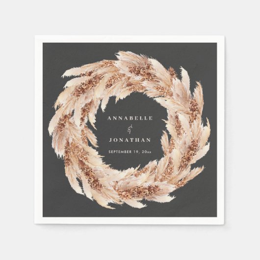 Serviette En Papier Pampas naturel moderne bohème pampas herbe mariage (Devant)