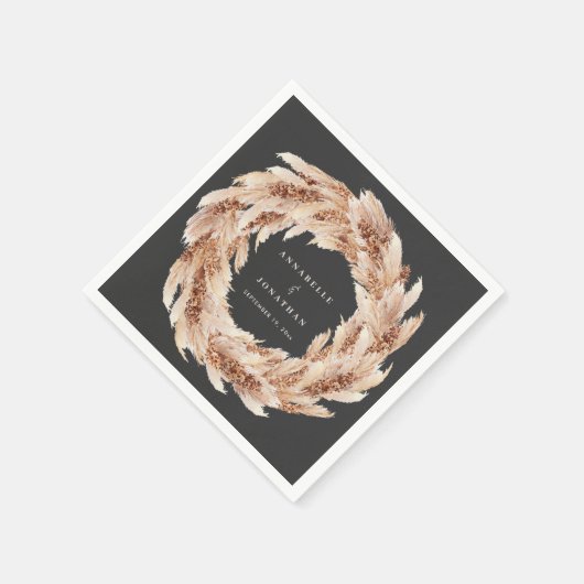 Serviette En Papier Pampas naturel moderne bohème pampas herbe mariage (Coin)