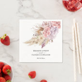 Serviette En Papier Pampas personnalisé Grass Floral Purple Mariage (En situation)