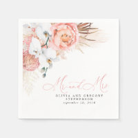 Pampas Rose Floral Mariage Grass Napkins