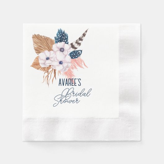 Serviette En Papier Pampas rose Grass et Fête des mariées en plumes (Devant)