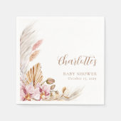 Serviette En Papier Pampas rose poussiéreux Grass Floral | BABY SHOWER (Devant)