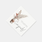 Serviette En Papier Pampas Rustique Grasses Noms Congrats Mariage (Coin)