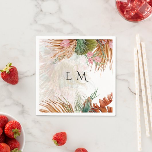 Serviette En Papier Pampas Tropical Grass Terracotta Mariage (En situation)