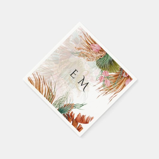 Serviette En Papier Pampas Tropical Grass Terracotta Mariage (Coin)