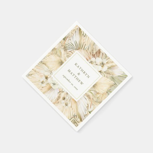 Serviette En Papier Pampas Ventilateur Palms Mariage Boho Naples (Coin)