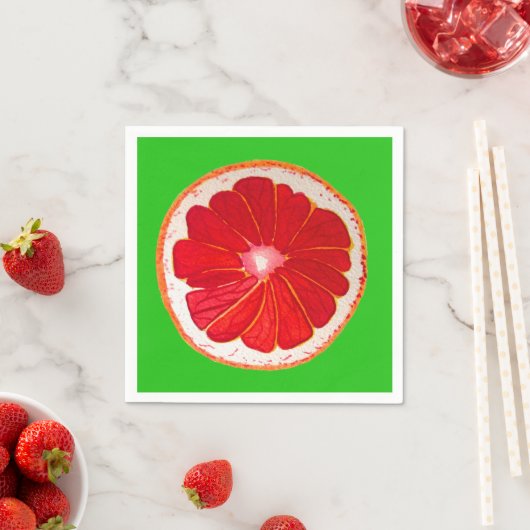 Serviette En Papier Pamplemousse rose mou illustration fruit art (En situation)