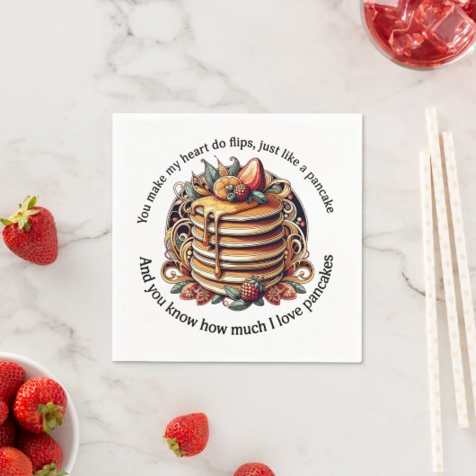 Serviette En Papier Pancake Flips of Love Napkins (En situation)