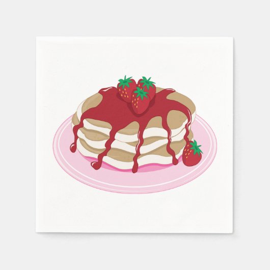 Serviette En Papier Pancakes aux fraises Papier alimentaire savoureux  (Devant)