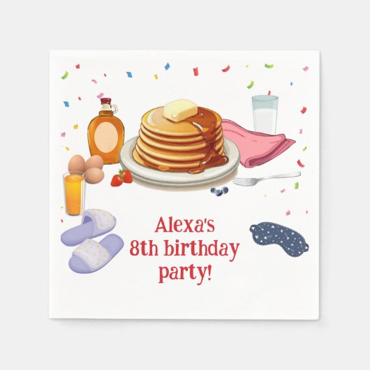 Serviette En Papier Pancakes et pyjamas Petite fête (Devant)