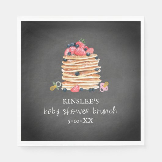 Serviette En Papier Pancakes & Pacificateurs Baby shower Brunch Chalkb (Devant)