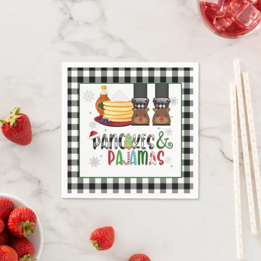 Serviette En Papier Pancakes & Pyjamas Noël Party Napkin - BW (En situation)