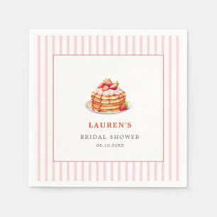 Serviette En Papier Pancakes rose et baies Brunch nuptial