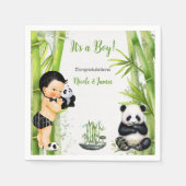 Serviette En Papier Panda Bamboo Thème Baby Boy Black White Green (Devant)