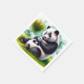 Serviette En Papier Panda Bear Avec Son Petit (Coin)