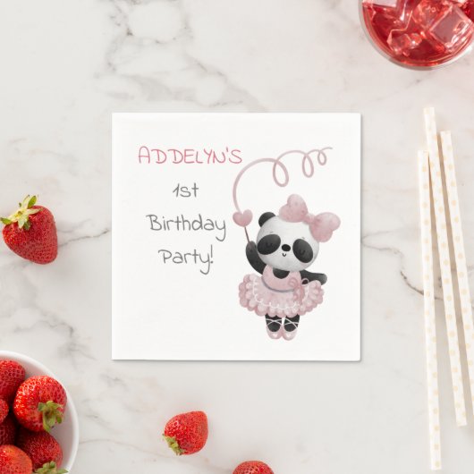 Serviette En Papier Panda Bear Ballerina 1ère fête d'anniversaire (En situation)