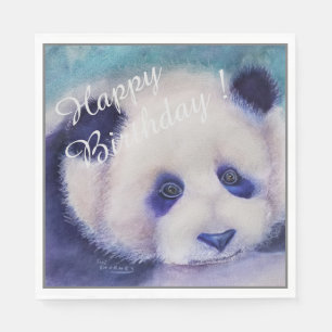 Serviette En Papier Panda Bear Bonne fête d'anniversaire