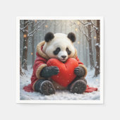 Serviette En Papier Panda Bear frappe un Coussin de coeur rouge (Devant)