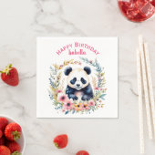 Serviette En Papier Panda Bear in Flowers Fille Anniversaire Personnal (En situation)